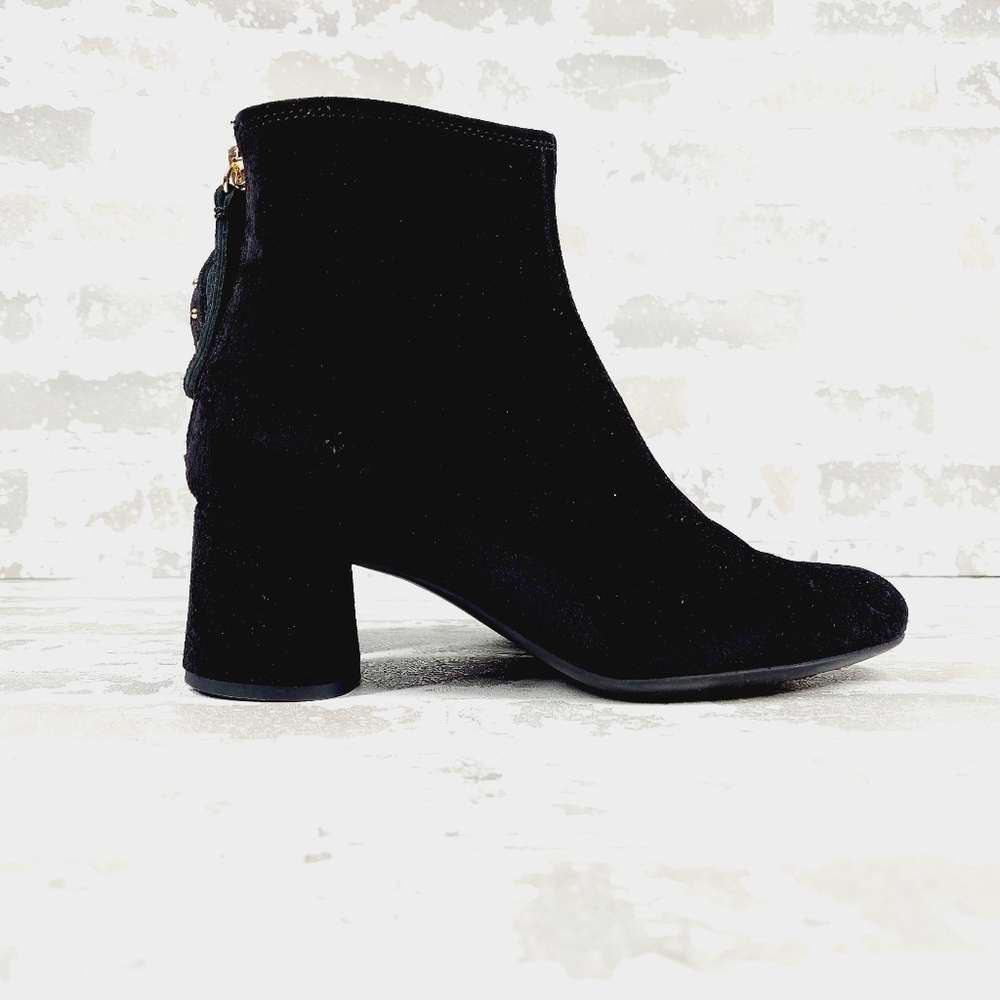 AGL Black Suede Leather Almond Toe Back Zip Block Heel Ankle Boots O425 - Picture 5 of 13
